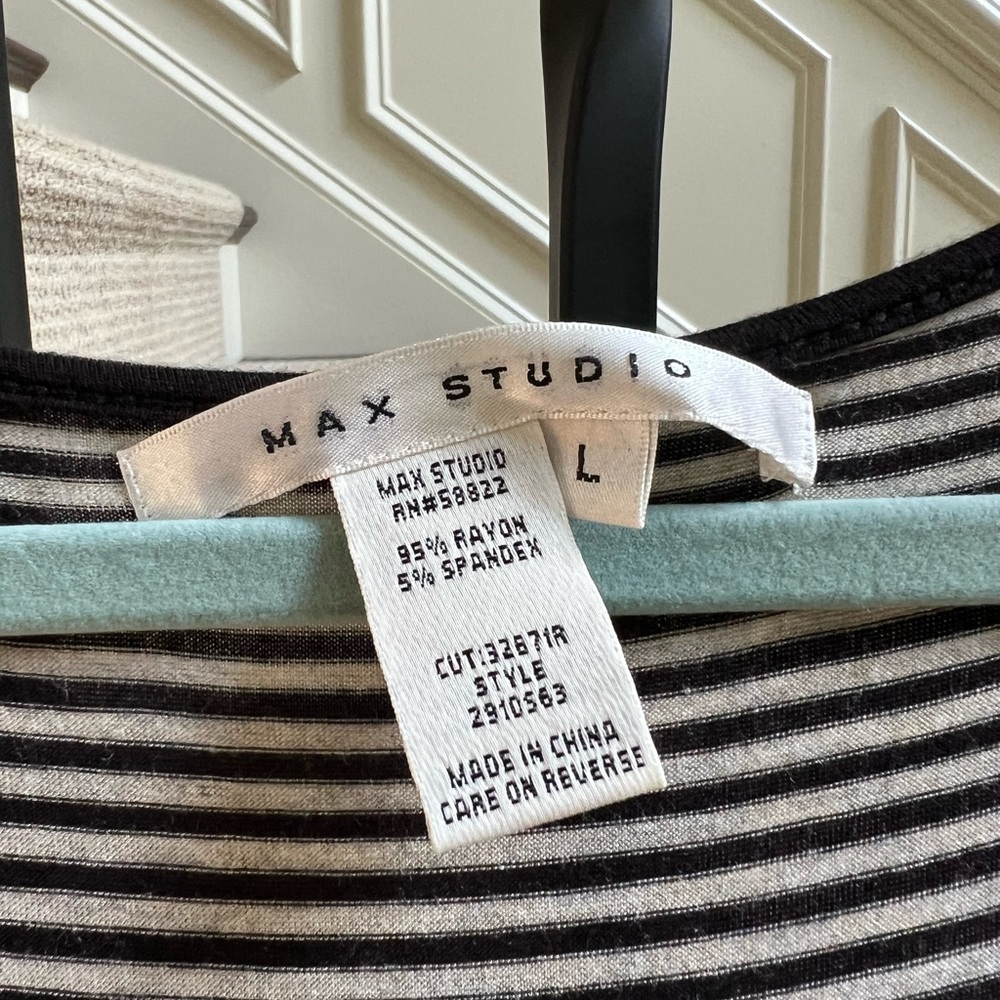 Max Studio Striped Black and White Cream lace Maxi Dress large - Picture 2 of 3